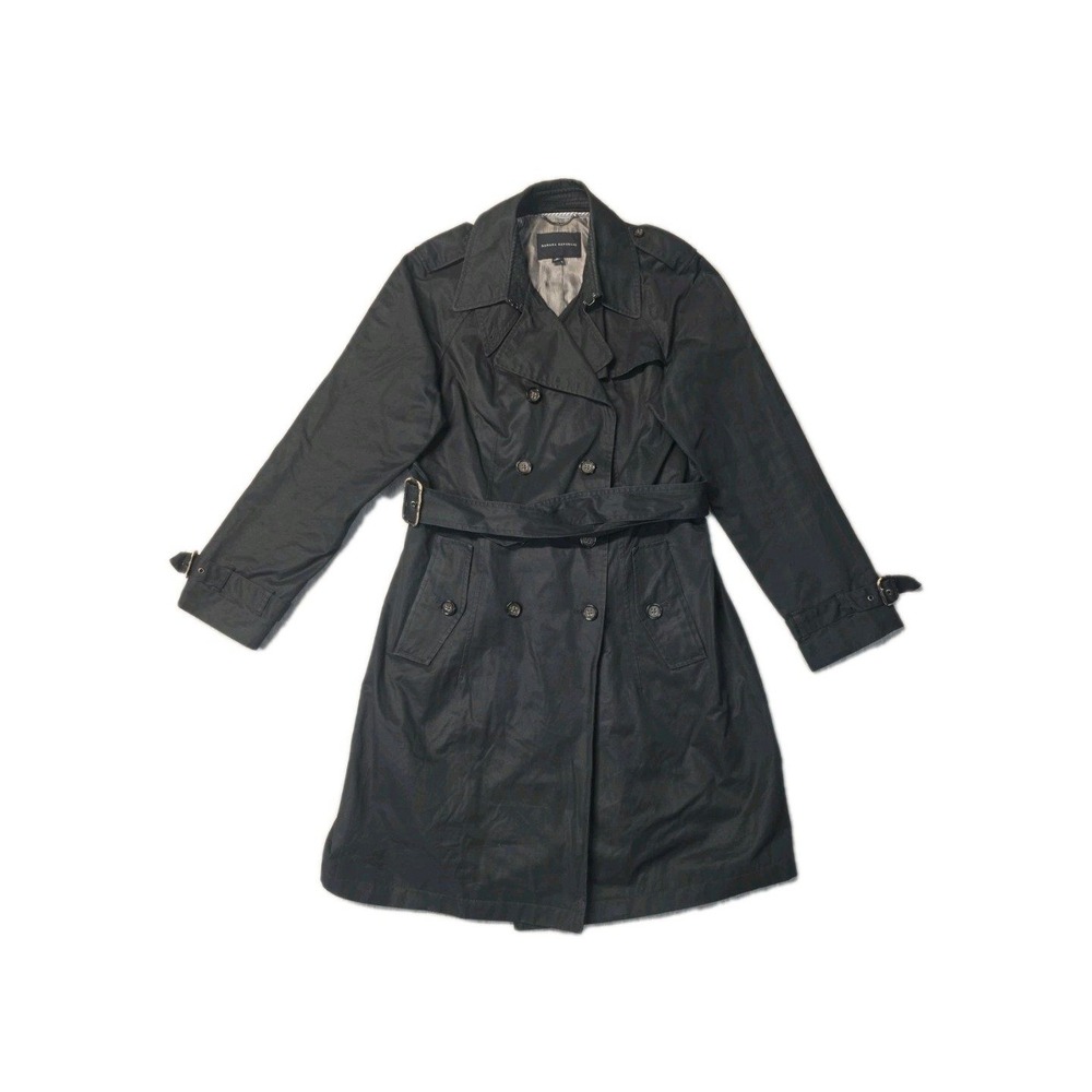 Banana Republic Cotton Double Breasted Black Size XL Belted Trench Coat